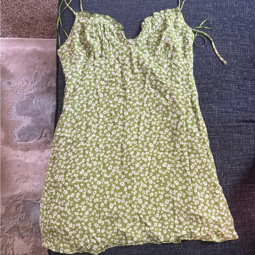 Nordstrom Green Floral Mini Dress